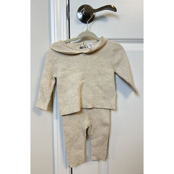 NORDSTROM Collared Sweater & Leggings Set in Oatmeal Size 3 Months - Picture 1 of 4